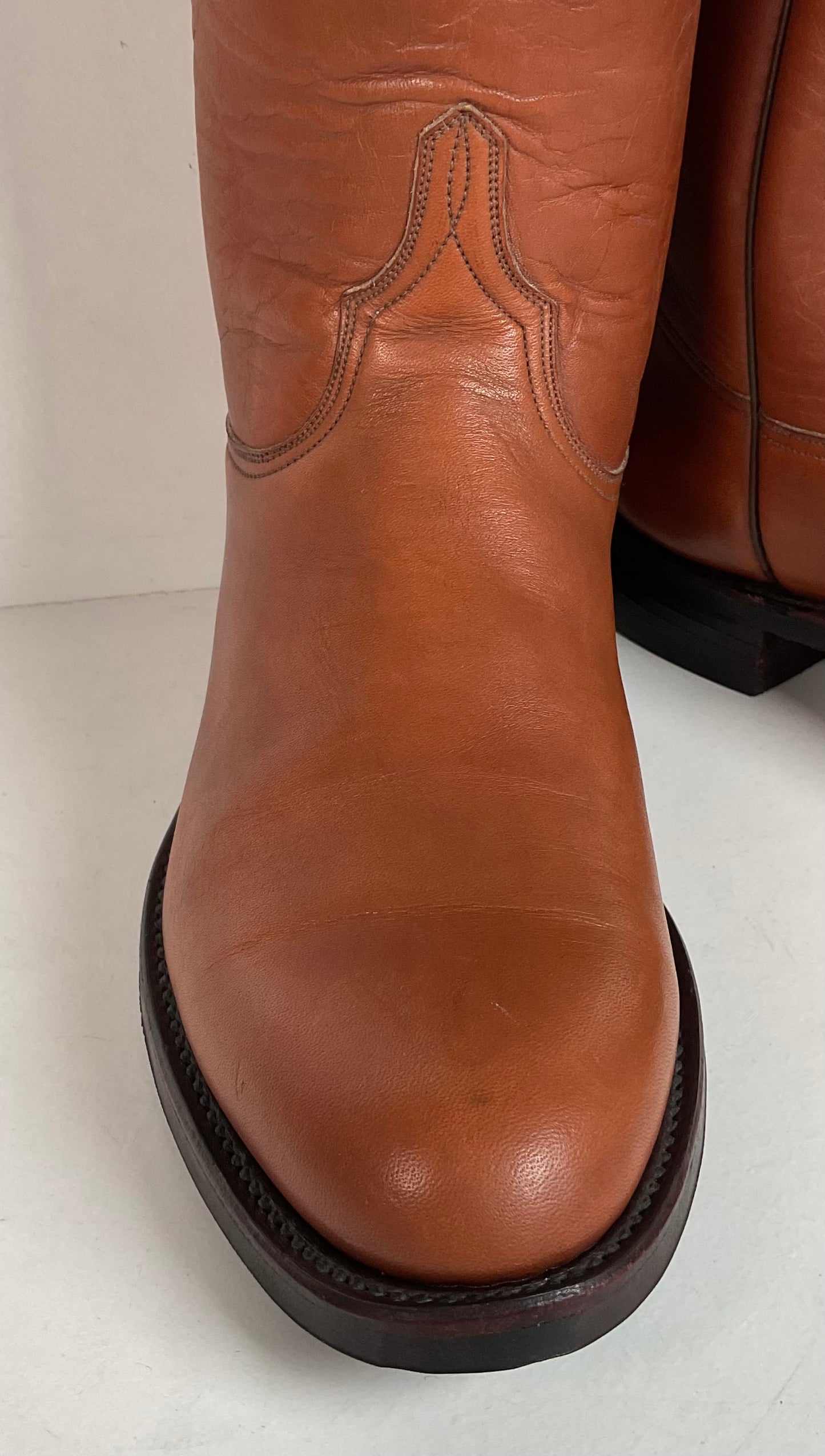 Vintage Lucchese Roper Boots 8.5 D USA Made Royal Calf