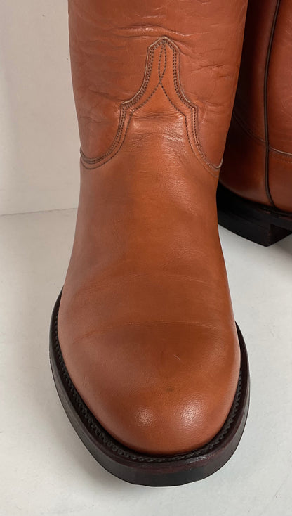 Vintage Lucchese Roper Boots 8.5 D USA Made Royal Calf