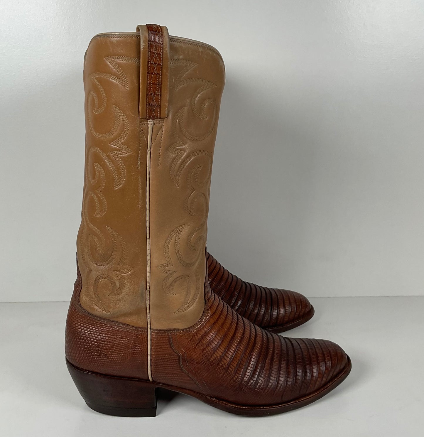 Vintage Lucchese San Antonio Cowboy Boots | Teju Lizard | Narrow | Men’s 9.5 B