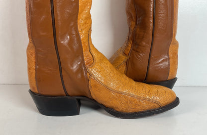 Vintage Tony Lama Ostrich Leg Cowboy Boots | Gold Label | Men’s 7 D | Women’s 8