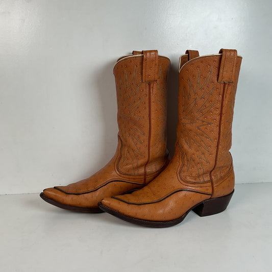 Vintage 1960s Nocona “The Astro” Cowboy Boots 9 D Full Ostrich Calf Exotic