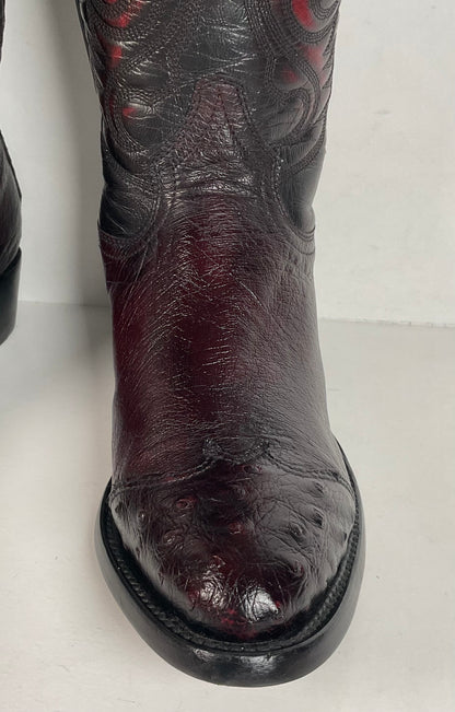 Corral Smooth Ostrich Cowboy Boots | Black Cherry | Men’s 6 EE | Women’s 7