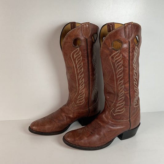 Vintage Tony Lama Buckaroo Boots | Chocolate Cow | Gold Label | 1970s | 11 D
