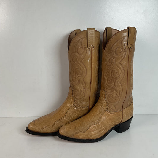 Dan Post Blonde Ostrich Leg Cowboy Boots 9 D Exotic