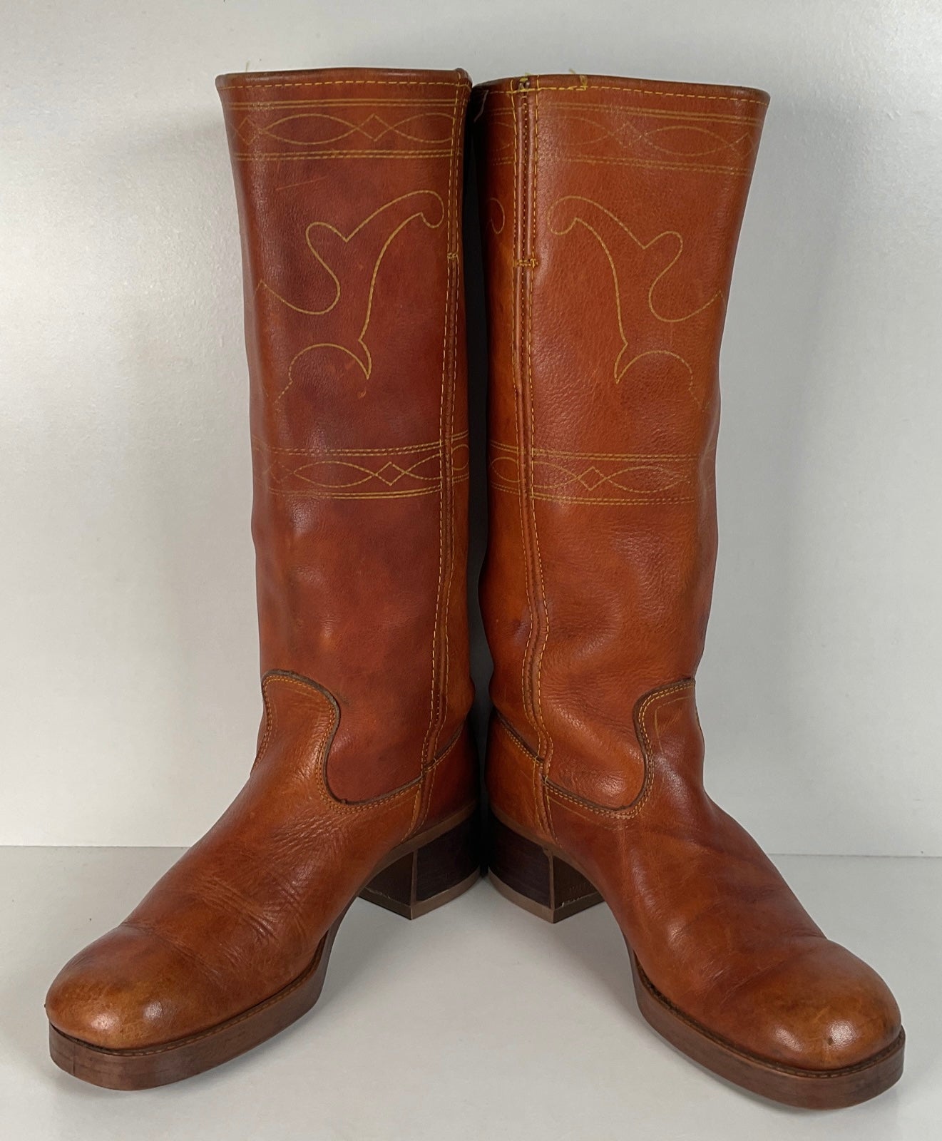 Vintage Longhorn Stitched Campus Boots 7.5 M USA Made Chunky