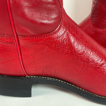 Justin Smooth Ostrich Roper Boots | Exotic | USA Made | Ruby Red | Women’s 7 B