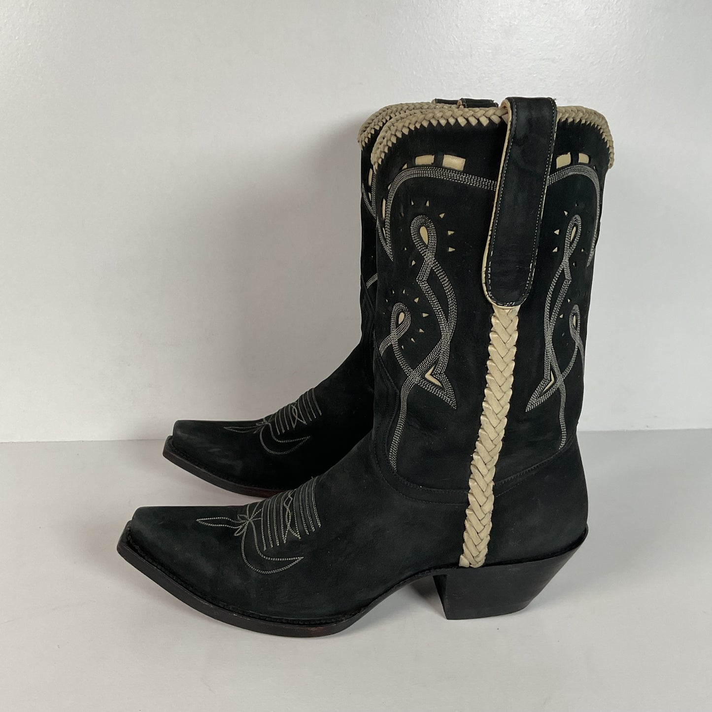 Liberty Handmade Cowgirl Boots | Nubuck Suede | Braided | Women’s 8 B