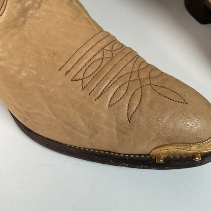 Vintage Nocona Cowboy Boots | Beige Bullhide | USA Made | Men’s 9 D