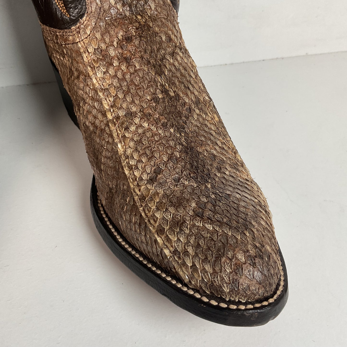 Vintage Abilene Diamondback Rattlesnake Cowboy Boots 10 D USA Made Snakeskin