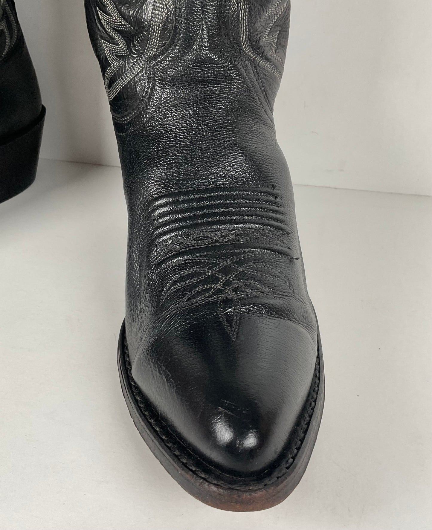 Vintage Dan Post Buck Skin Cowboy Boots | Classic Black | Men’s 10 D