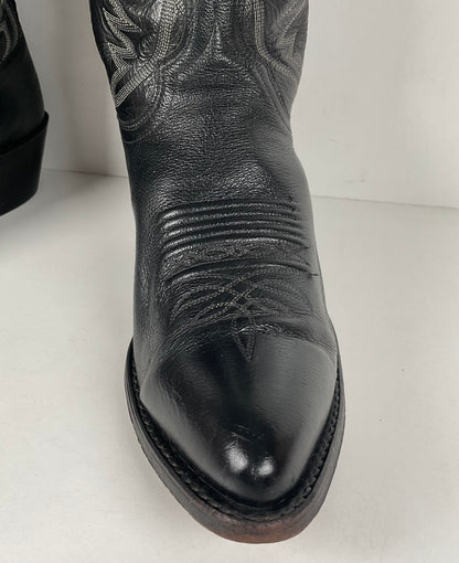 Vintage Dan Post Buck Skin Cowboy Boots | Classic Black | Men’s 10 D