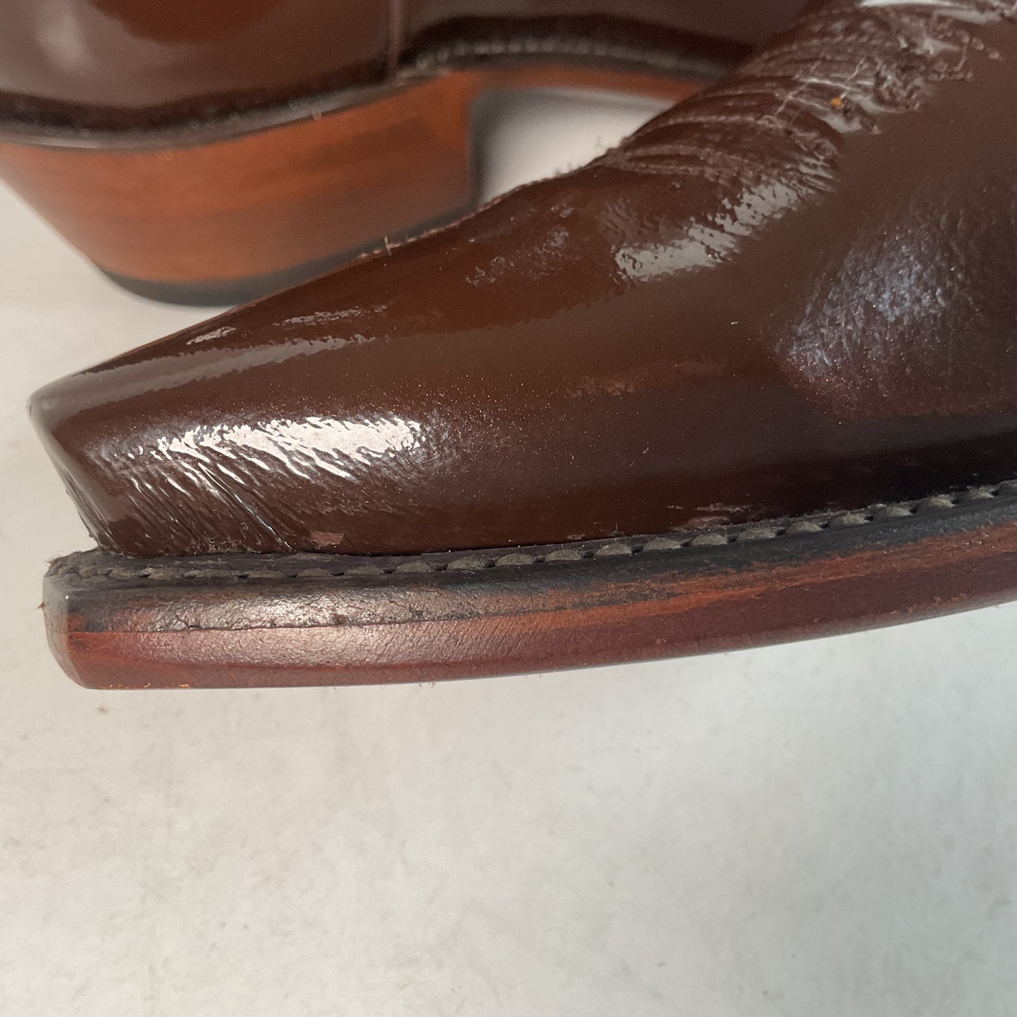 Lucchese Patent Leather Cowgirl Boots | Brown | Women’s 10