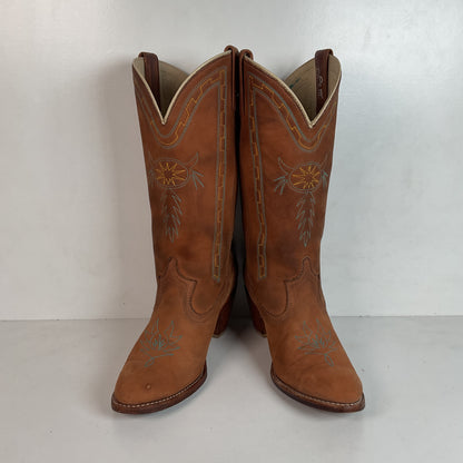 Vintage Dingo Acme Nubuck Suede Cowgirl Boots 8 M Dream Catcher Stitching