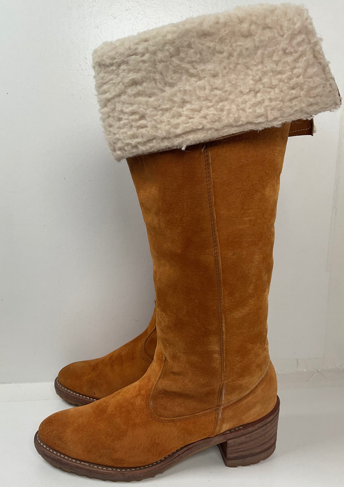 Vintage Dingo ACME Faux Shearling Campus Boots 8.5 N Cuffed Chunky