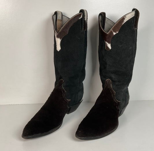 Vintage Larry Mahan Cowboy Boots | Pony Hair on Cowhide | Triad | Men’s 9.5 B