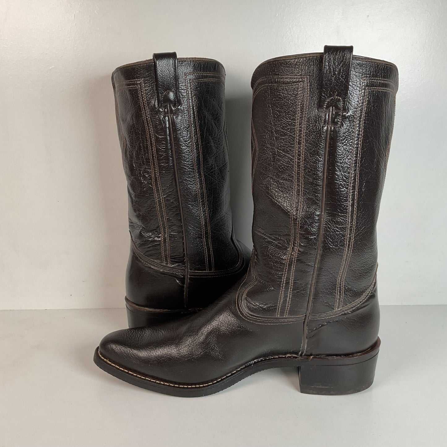 Vintage 1970s Texas Brand Water Buffalo Cowboy Boots 13 D USA Made Exotic