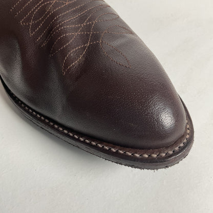 Vintage Nocona Brown Boar Skin Cowboy Boots 13 D Wild Pig