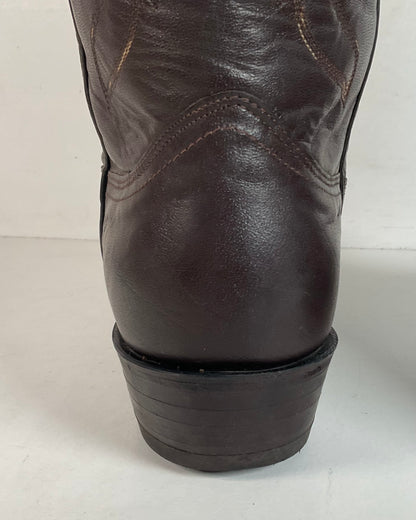 Vintage Nocona Brown Boar Skin Cowboy Boots 13 D Wild Pig