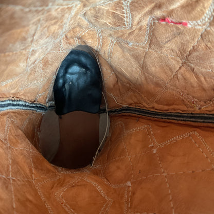 Vintage 1960s ACME Tooled Diamond Inlay Leather Cowboy Boots 8 D Old Label USA Made