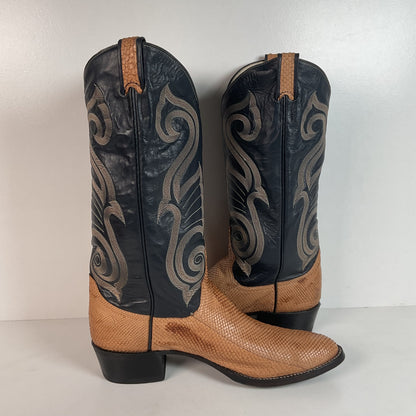 Vintage Larry Mahan Snakeskin Cowboy Boots | Exotic | Narrow | Men’s 11 B