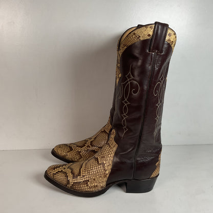 Vintage Justin Front Cut Python Cowboy Boots | USA Made | Triad Snakeskin | Men’s 9.5 D
