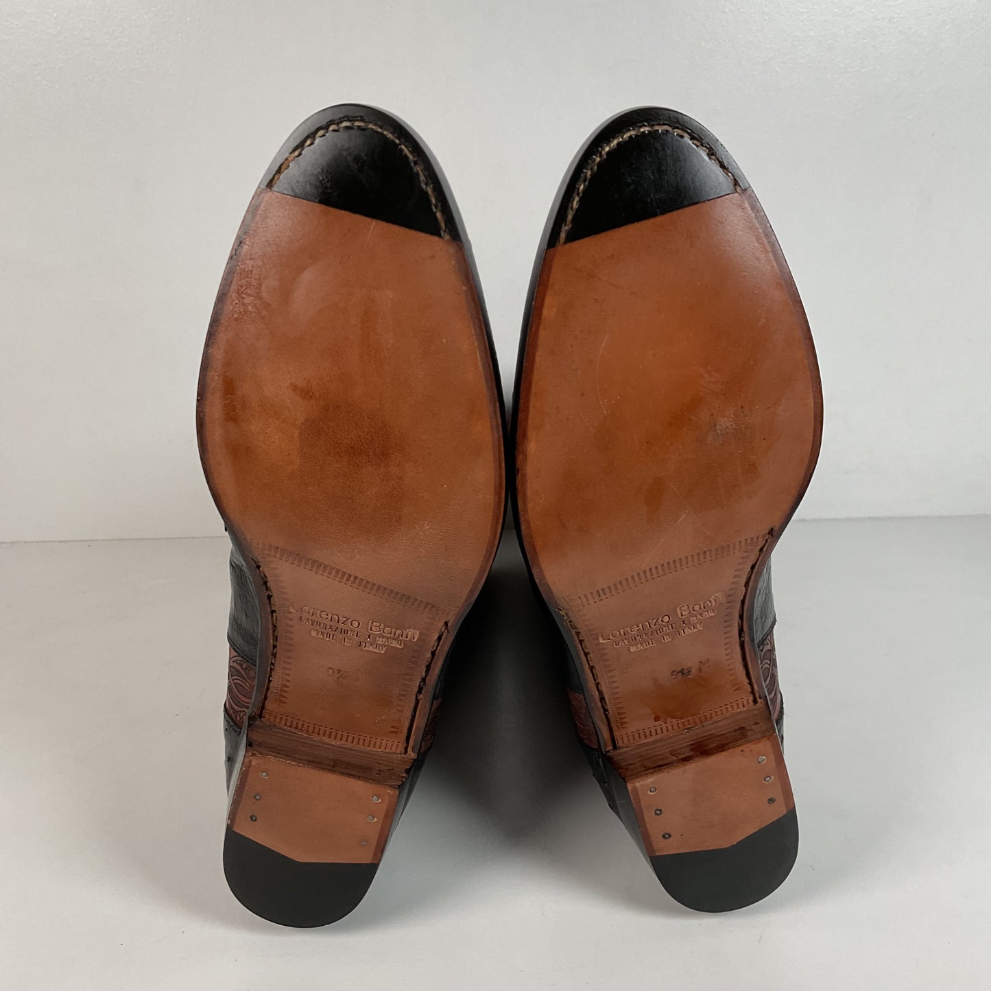 Vintage Lorenzo Banfi Ostrich Quill Bucket Boots | Tooled | Exotic | Men’s 9.5 M