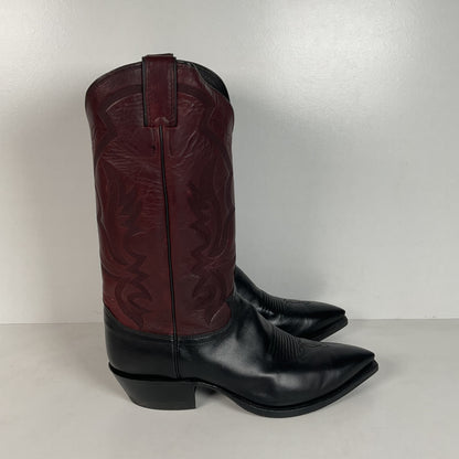 Vintage Justin Buffalo Calf Cowboy Boots | USA Made | Black Cherry | Men’s 10 D