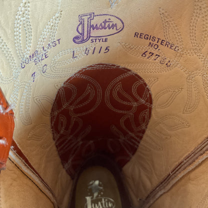 Vintage Justin Burnt Orange Cowgirl Boots 7 C USA Made
