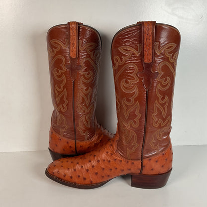 Lucchese San Antonio Ostrich Quill Cowboy Boots Men’s 9.5 B | Women’s 10.5