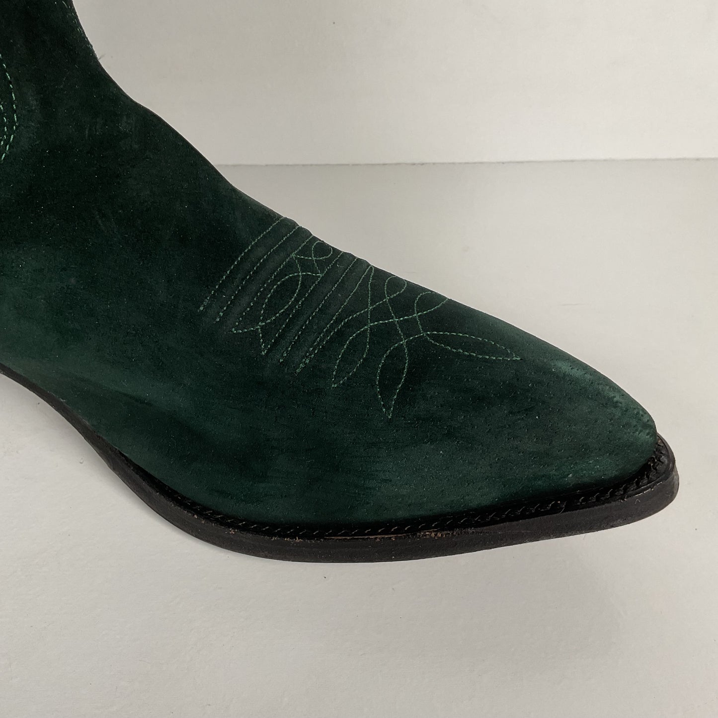 Vintage Nocona Wild Boar Cowboy Boots | Pig Skin Suede | Emerald Green | Men’s 11 E