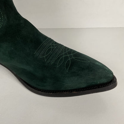 Vintage Nocona Wild Boar Cowboy Boots | Pig Skin Suede | Emerald Green | Men’s 11 E