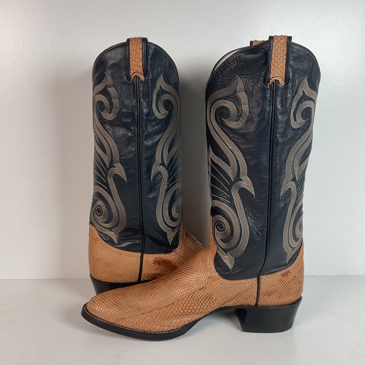 Vintage Larry Mahan Snakeskin Cowboy Boots | Exotic | Narrow | Men’s 11 B