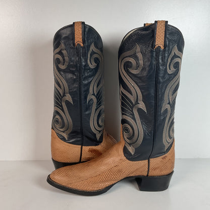 Vintage Larry Mahan Snakeskin Cowboy Boots | Exotic | Narrow | Men’s 11 B