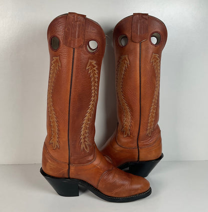 Olathe Brown Mule Buckaroo Boots | Tall Top | USA Made | Men’s 8.5 D