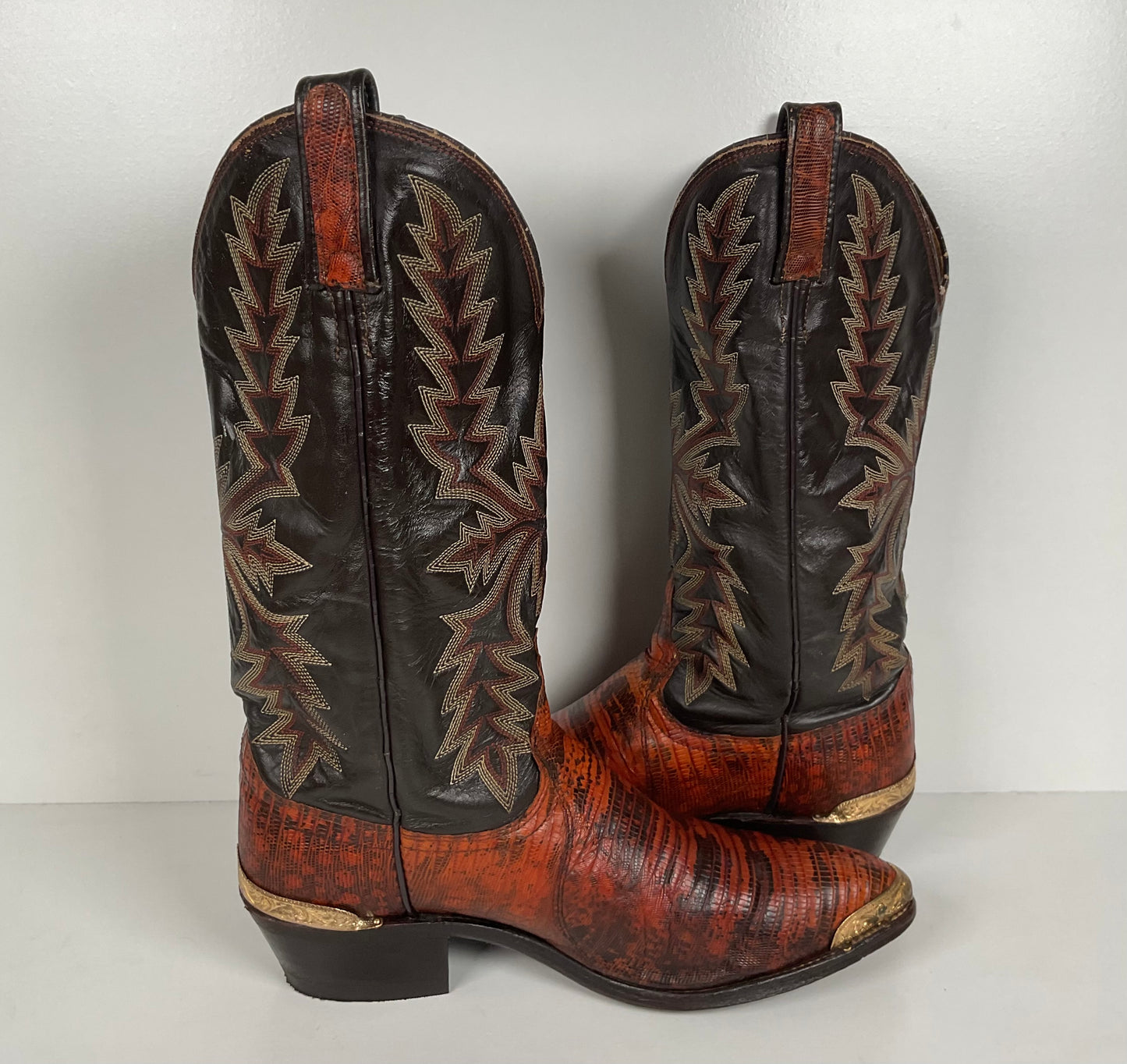 Vintage Dan Post Teju Lizard Cowboy Boots | Natural Cut | USA Made | Men’s 8.5 B