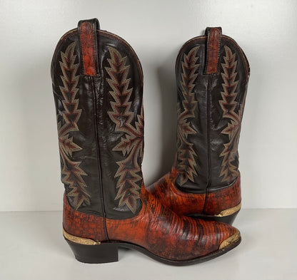Vintage Dan Post Teju Lizard Cowboy Boots | Natural Cut | USA Made | Men’s 8.5 B