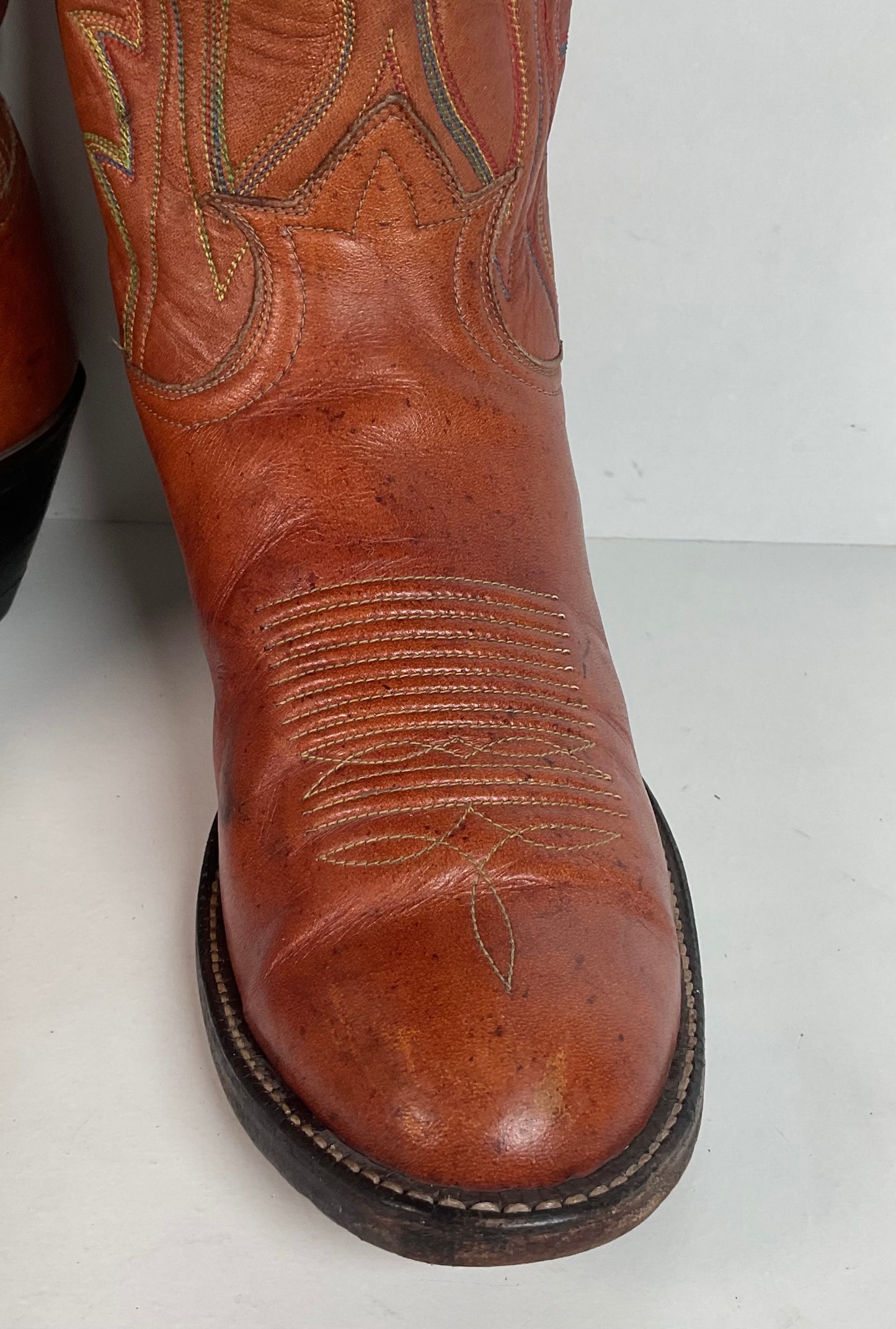 Vintage Tony Lama Buckaroo Boots | Rainbow Stitched | Men’s 8 A | Women’s 9