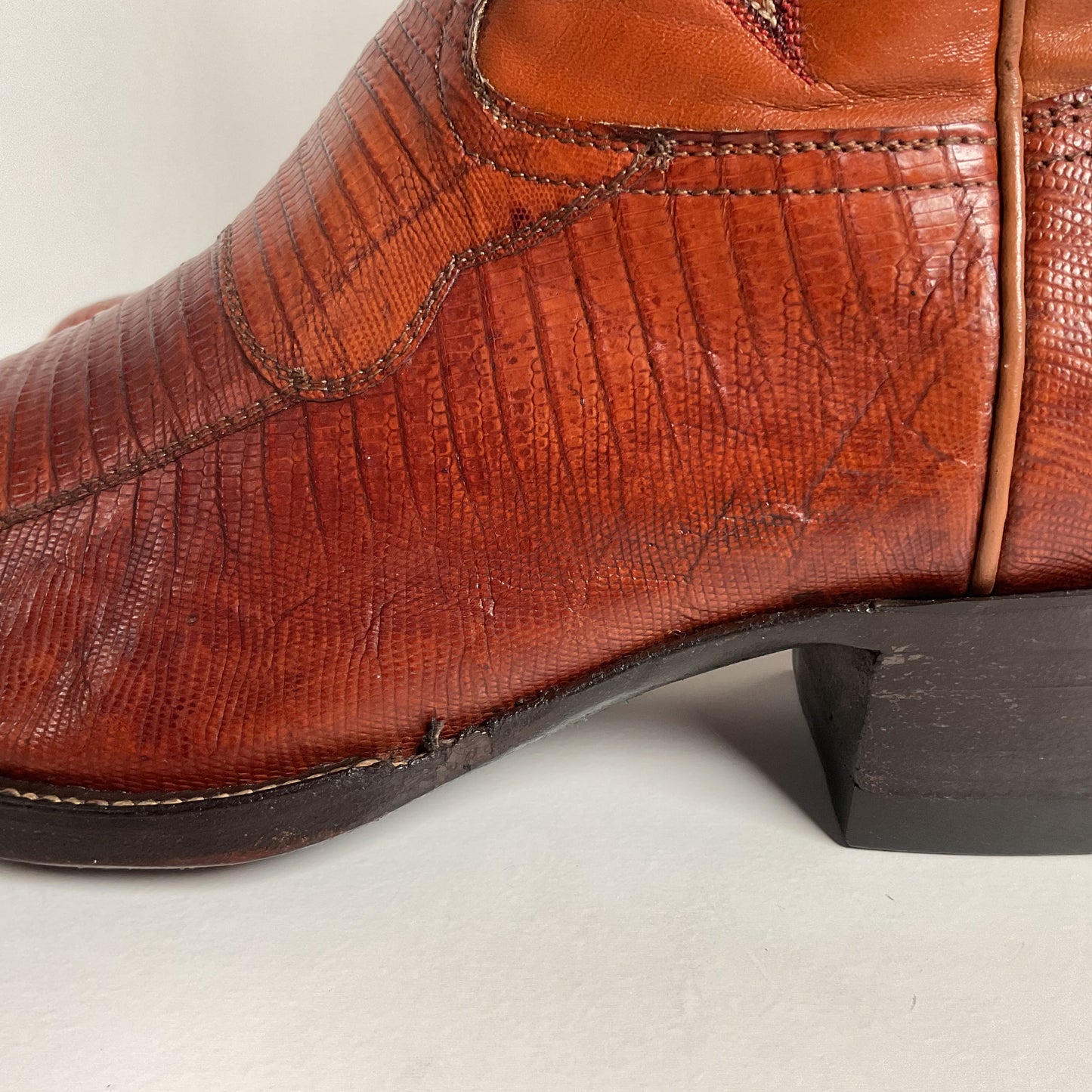 Vintage Hondo Cowboy Boots | Pieced Teju Lizard | Extra Wide | 10 EE