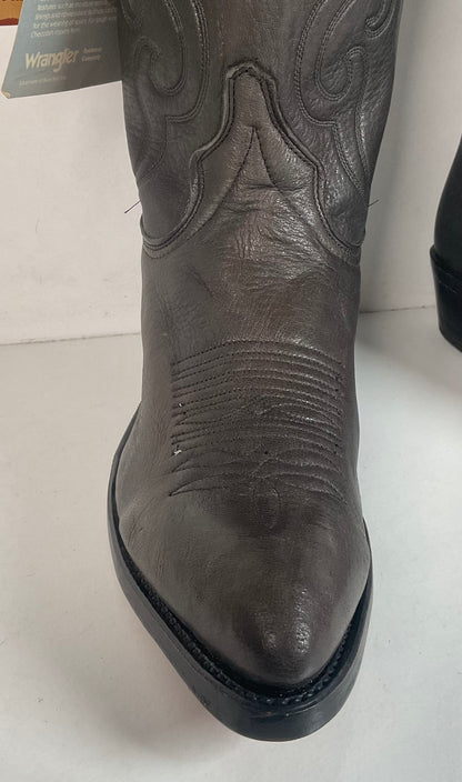 Vintage Wrangler Dark Grey Cowboy Boots 10 D Soft Tennessee Deer Skin
