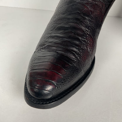 Vintage Longhorn Ostrich Leg Cowboy Boots | Exotic | Black Cherry | Men’s 13 D