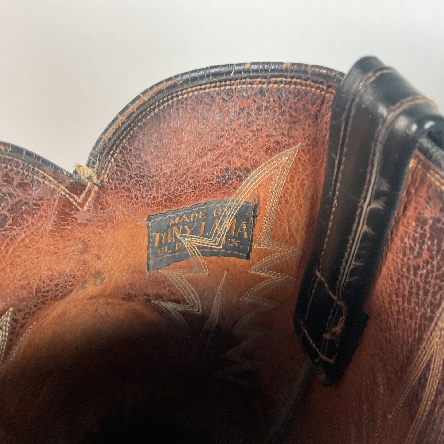 1950s Tony Lama Cowboy Boots | Black | Distressed | Men’s 9.5