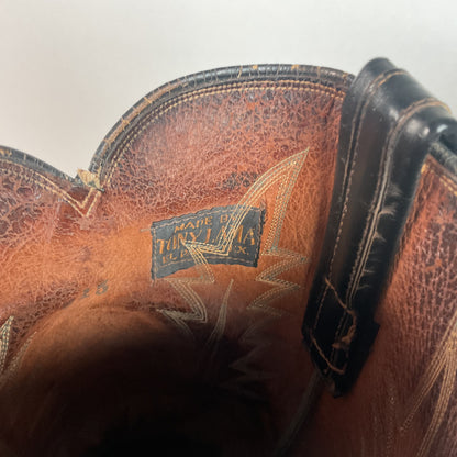 1950s Tony Lama Cowboy Boots | Black | Distressed | Men’s 9.5