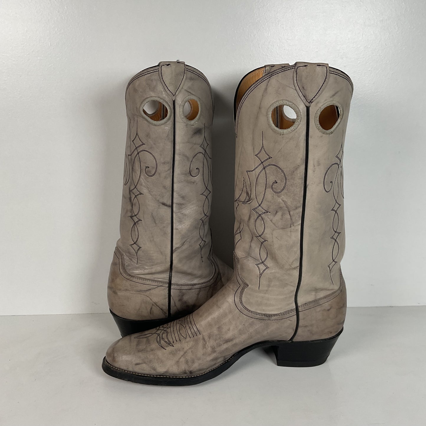Vintage Justin Marbled Cowboy Boots | USA Made | Punchy | Grey | Men’s 9 D