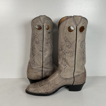 Vintage Justin Marbled Cowboy Boots | USA Made | Punchy | Grey | Men’s 9 D