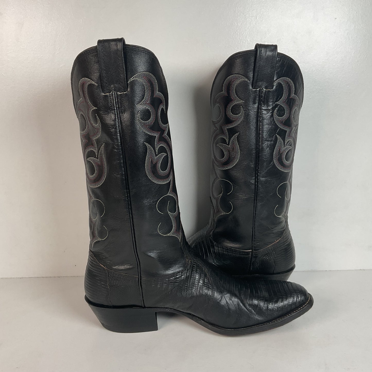 Vintage Nocona Teju Lizard Cowboy Boots 11 B USA Made