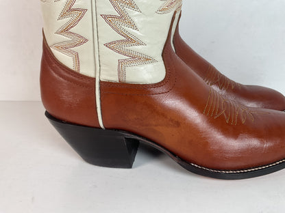 Hondo Calfskin Leather Cowgirl Boots 10 B White Upper