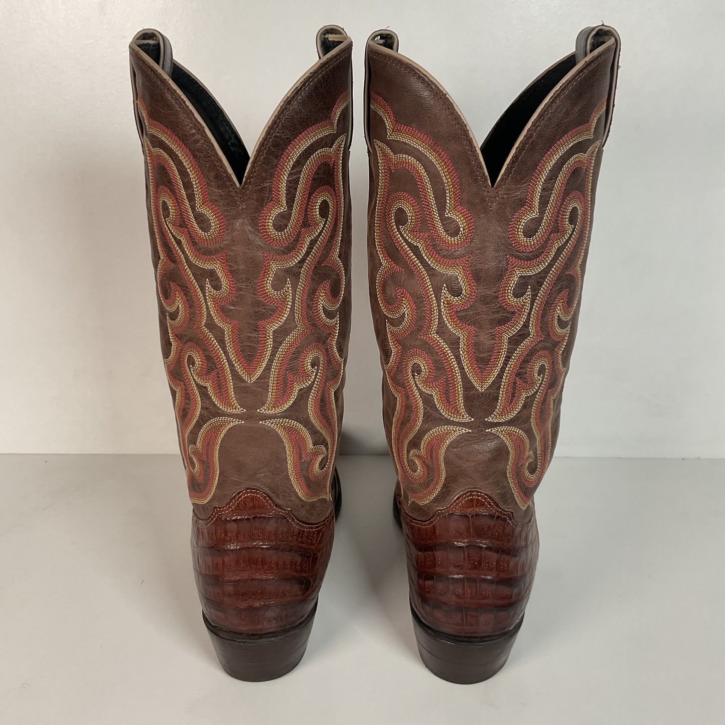 Nocona Exotic Caiman Crocodile Cowboy Boots 9 D Belly Cut USA