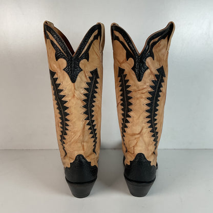 Boulet Men’s Tall Bullhide Cowboy Boots 9 E Tooled Inlay, Overlay