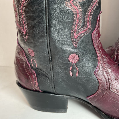 Corral Plum Ostrich Quill Cowgirl Boots 8 M Exotic Triad