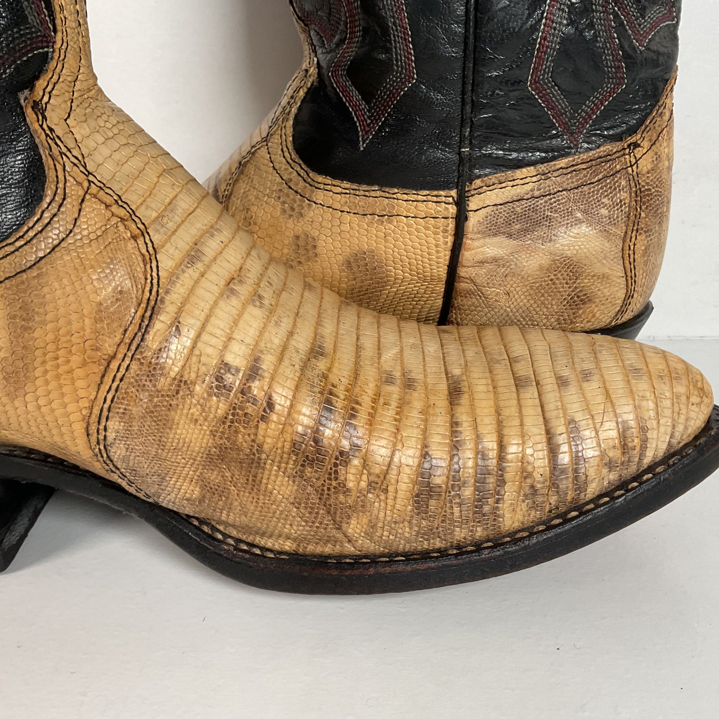 Vintage Dan Post Teju Lizard Cowbpy Boots | Natural Cut | USA Made | Men’s 7.5 D